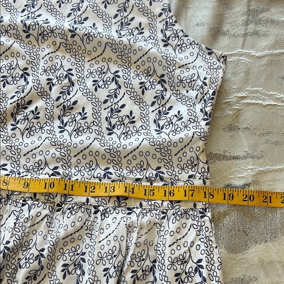 LOFT Navy Blue and White Patterned Mini Dress Size 14  zipper on the side - Picture 8 of 13